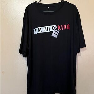 SHEIN Black Short Sleeve Tee with White and Red Graphic